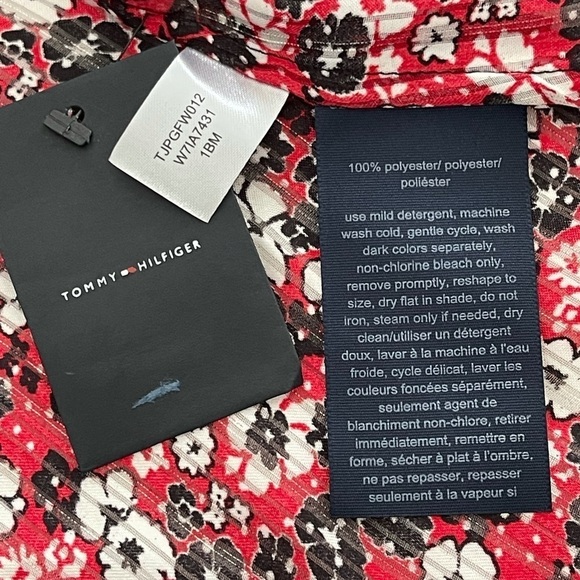 Tommy Hilfiger floral cuff sleeves ruffled collar button up shirt plus size - Picture 10 of 10